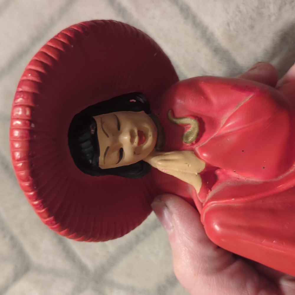 Dexter Mahnke 1950s Chalkware Figurines - Asian Couple Praying Hands, Red - Picture 8 of 12